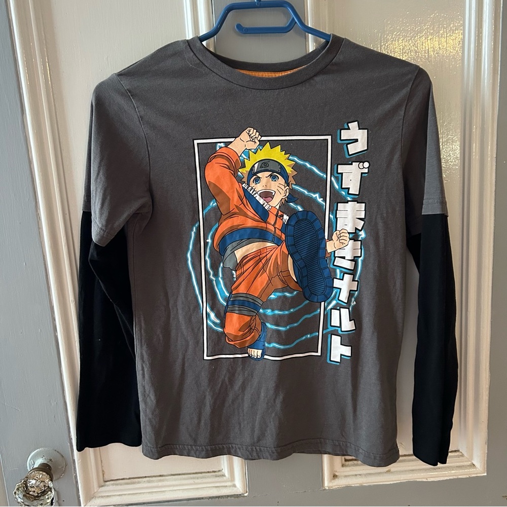 Naruto Graphic Long Sleeve T-Shirt Gray